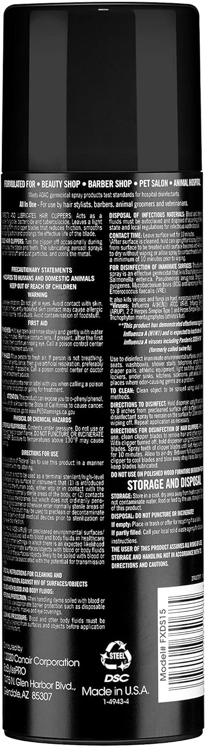 BaByliss Spray Lubricante Desinfectante y Enfriador de cuchillas 15.5 oz
