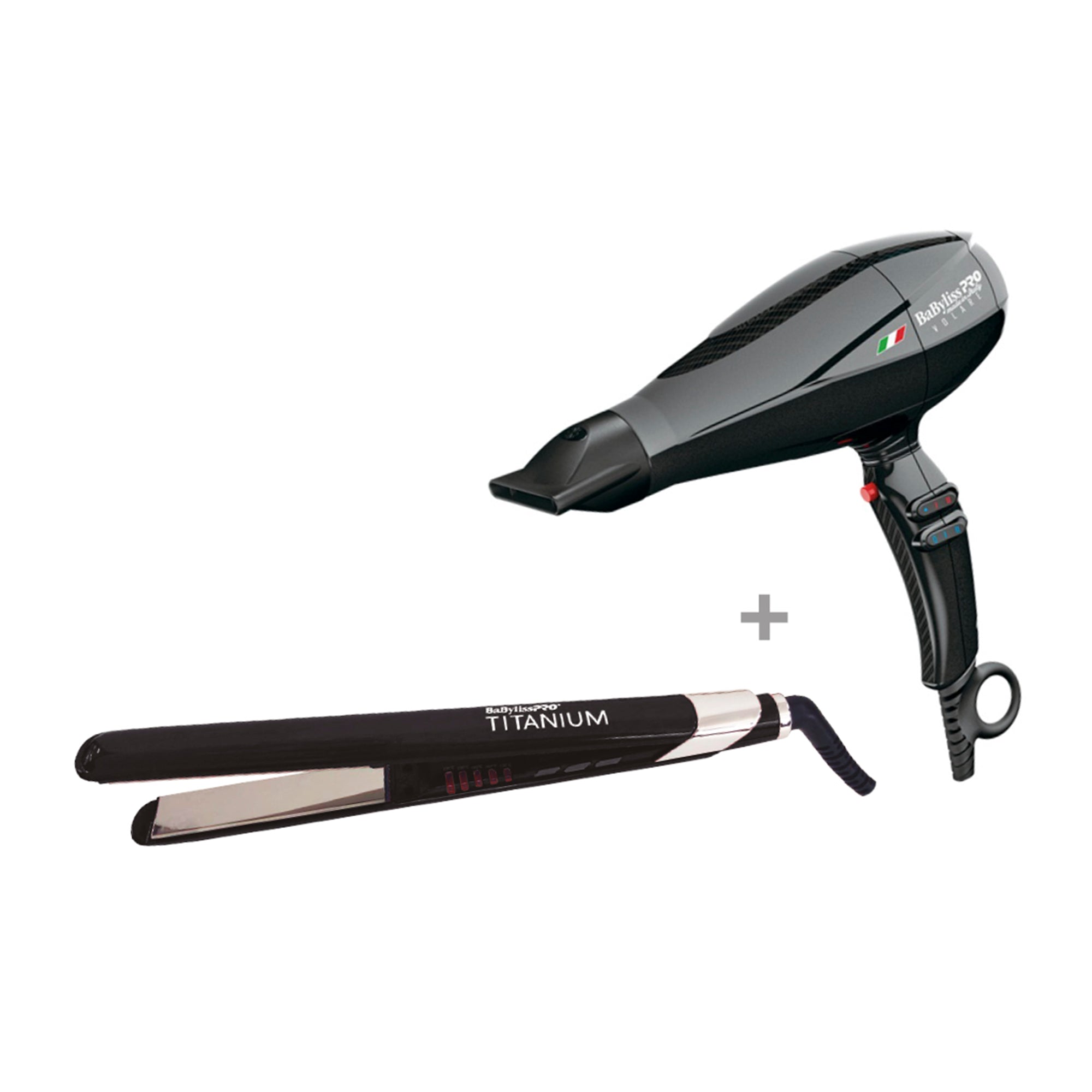Combo BabylissPro Secadora Ferrari 2000W y Alaciadora de 1" Negro